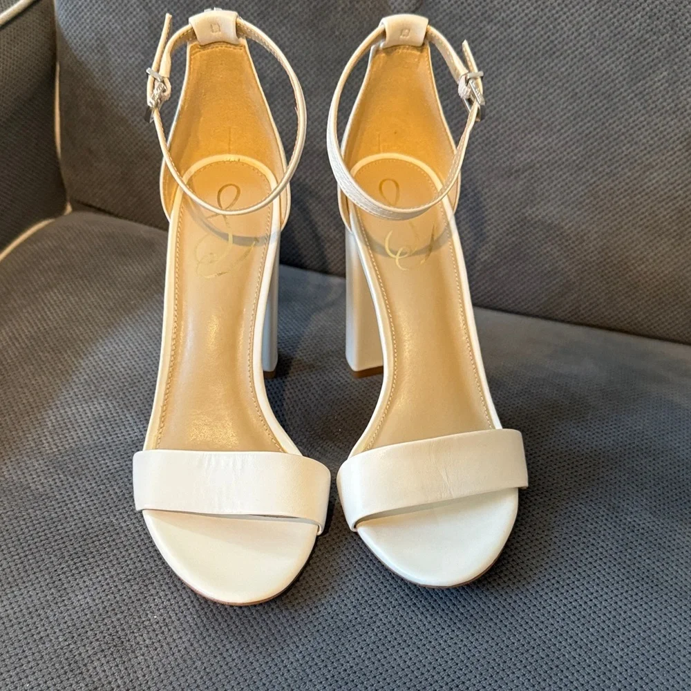Sam Edelman White Ankle Strap Heels NWOT - Picture 1 of 8